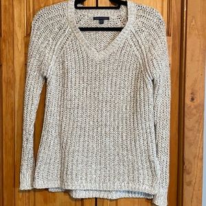 American Eagle Oatmeal Glitter V-neck sweater